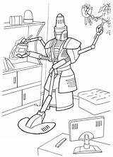 Robot Coloring Cleaning Pages sketch template