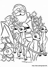 Rudolph Coloring Pages Reindeer Santa Christmas Red Nosed Rudolf Coloriage Printable Sleigh Book Kids Dessin Imprimer Info Rocks Xmas Colorier sketch template