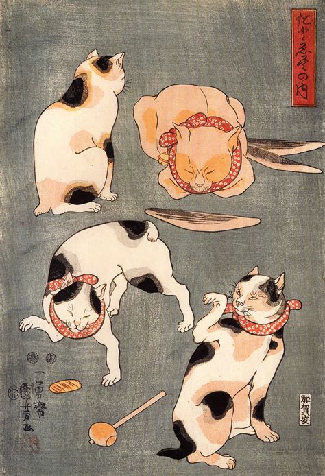 ukiyo  cats felines  japanese art