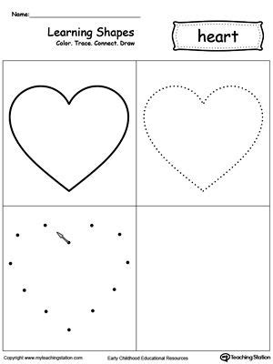 learning shapes color trace connect  draw  heart