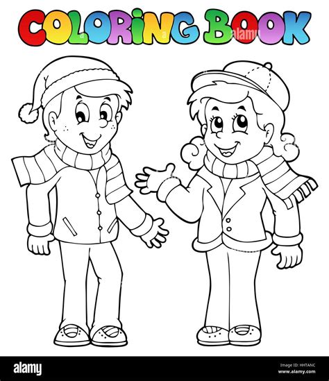 boy girl colouring happy cut  stock images pictures alamy