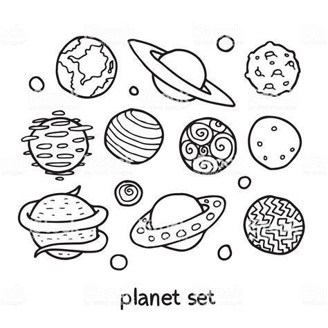 cartoon set  fictional planets fantasy worlds collection cute