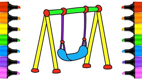 swings  kids   draw  color  swing drawing pages