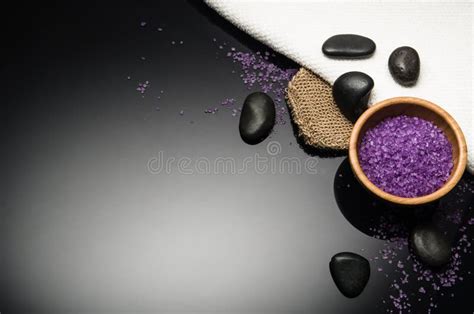 spa concept  black background top view  copy space stock photo