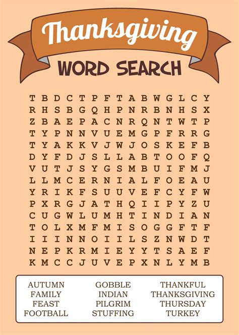 printable thanksgiving word search