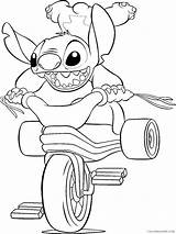 Stitch Coloring Pages Lilo Coloring4free Riding Bike Printable Related Posts sketch template