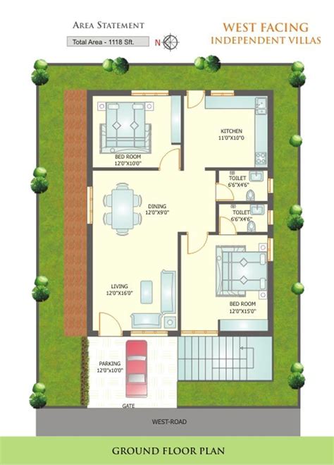 west facing house plans west facing house bhk house plan  house plans