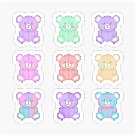 drippy bears colorful creepy kawaii bundle set aesthetic sticker