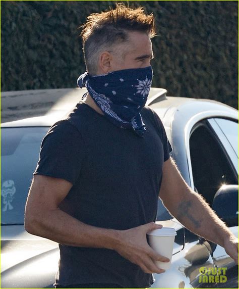 Colin Farrell Wraps A Bandana Around His Face While Out Grabbing Coffee