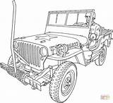 Coloring Pages Army Jeep Truck Military Vehicles Willys Color Car Drawing Printable War Vehicle Tank Kleurplaat Mb Wrangler Kids Ww2 sketch template