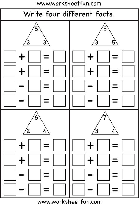 fact family worksheets multiplication  division  times tables