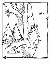 Forest Coloring Animals Animal Printable Bear Pages Kids Woodland Print Clipart Children Preschool Sheets Drawing Habitat Colouring Related Online Clip sketch template