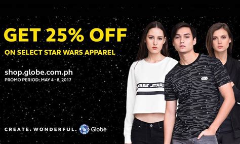 globe store is offering 25 off on select star wars apparel