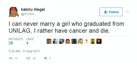 i d rather die of cancer than marry a girl who graduated