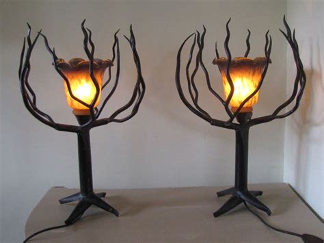 designer onbekend set zeer bijzondere lampen van zwart staal  een soort van boom vorm catawiki