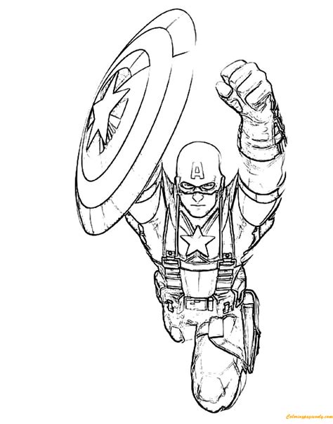 captain america flying shield coloring page  printable coloring pages
