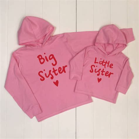 big sister little sister matching hoodies pink and red by lovetree