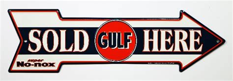 Gulf Super No Nox Oil Sold Here Tin Metal Sign Standard