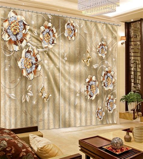 custom curtains living room curtains flower painting  curtain