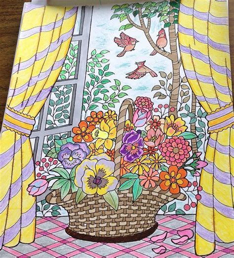 colorful flower basket coloring page