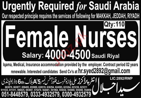 Female Nurse And Nurse Jobs 2021 In Saudi Arabia 2024 Job Advertisement