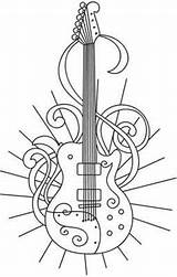 Guitar Coloring Outline Paper Electric Embroidery Swirls Clef Quilling Music Pages Treble Bass Patterns Sheets Radial Guitars Urbanthreads Templates Adults sketch template
