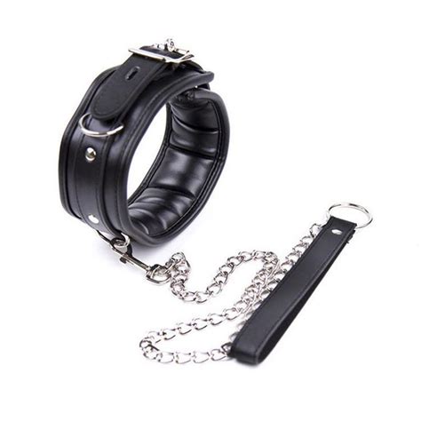 Leather Sex Adult Collars Slave Collar With Chain Leash Sex Neck