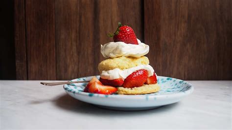 strawberry shortcakes with balsamic berries and cream