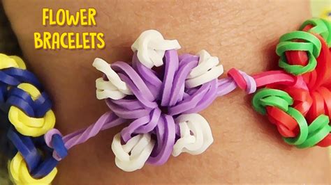 rubber band bracelets  loom easy flower rainbow loom bracelet designs youtube