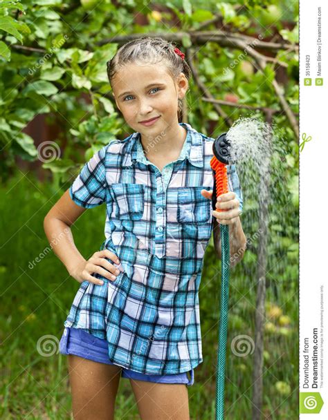 girl with water hose