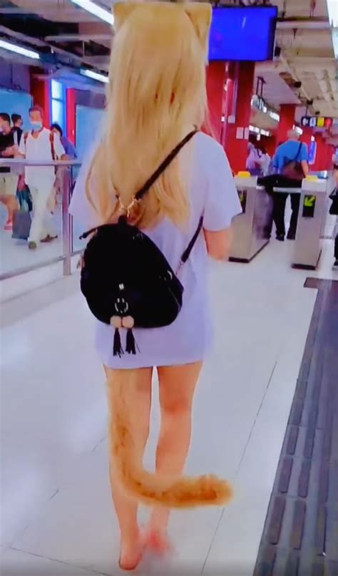 Woman Wearing Fox Tail Anal Plug Sex Toy Spotted In Mtr Station