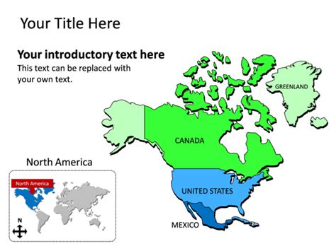 powerpoint  map  north america multicolor tg