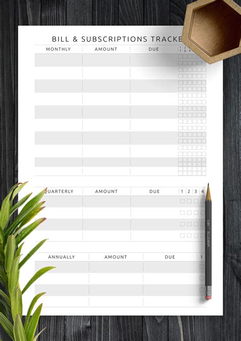 subscription tracker instant  subscription template editable