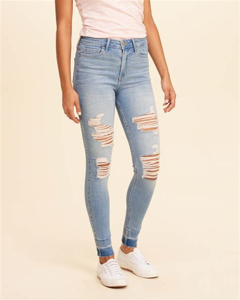 Shopping Bag Hollisterco Ca Super Skinny Ripped Jeans Light Wash