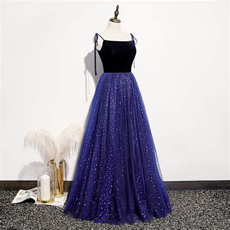 Royal Blue Velvet Sequin Stars Ball Gown Queen Gown Medieval Dress