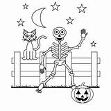 Coloring Pages Skeleton Halloween Kids Scary sketch template