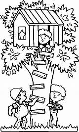 Coloring Treehouse Pages Kids Hide Seek Tree Playing Chavez Cesar Boomhutten House Colouring Print Kleurplaten Printable Houses Size Color Fun sketch template