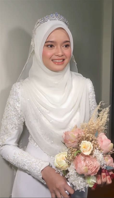 cute  stylish wedding hijab design muslim wedding dress hijab bride