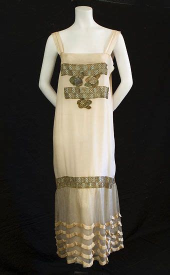 chiffon nightgown trimmed with metallic lace c 1915 from