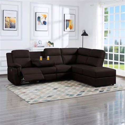 magic home   pu leather recliner sectional sofa  shaped corner couch  storage chaise