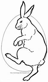 Easter Rabbit Coloring Dancing Color Large sketch template
