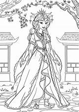 Princess Asian Coloring Beautiful Illustration sketch template