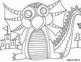 Dragon Coloring Pages Doodle Mythical Alley Creatures Fun Animal Big sketch template