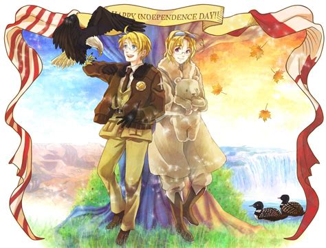 America Canada And Kumajirou Axis Powers Hetalia Drawn By Setori