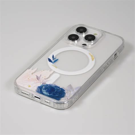 coque iphone  pro max gel silicone rigide avec magsafe rose bleue