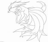 Coloring Pages Nine Tails Ninetales Pokemon Popular Ninetails Lineart Moxie2d sketch template