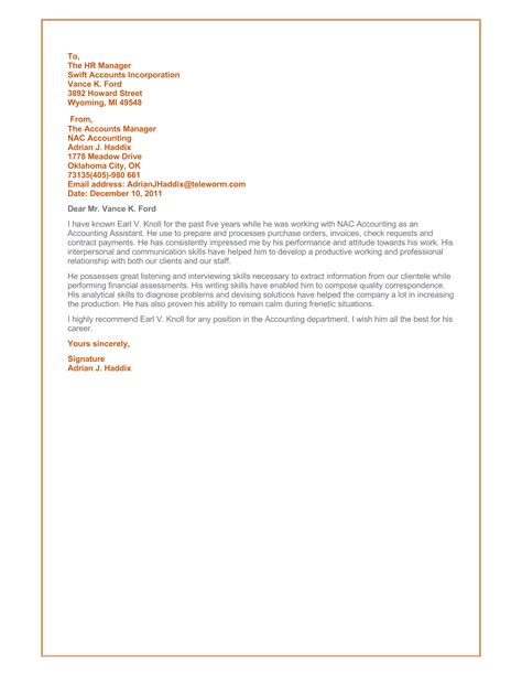 accountant reference letter  samples examples