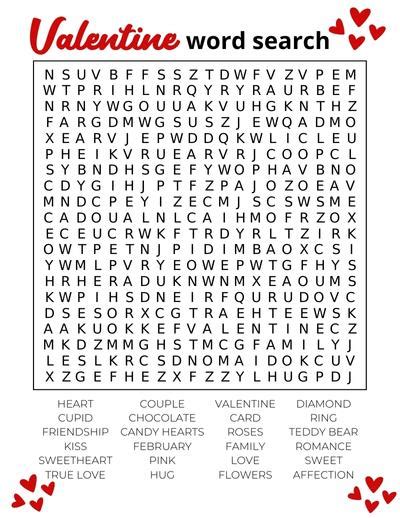 printable valentine word searches  kids