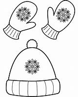Hat Winter Coloring Clipart Clip Mitten Mittens Library sketch template