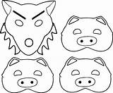 Face Coloring Pig Pigs Pages Little Three Mask Wolf Printable Drawing Stick Houses House Color Getcolorings Getdrawings Print sketch template